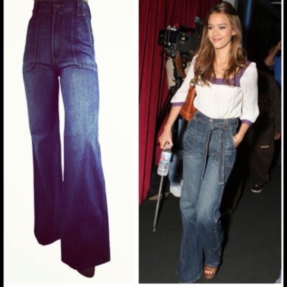High Waist Flare Jeans with Stash Pocket